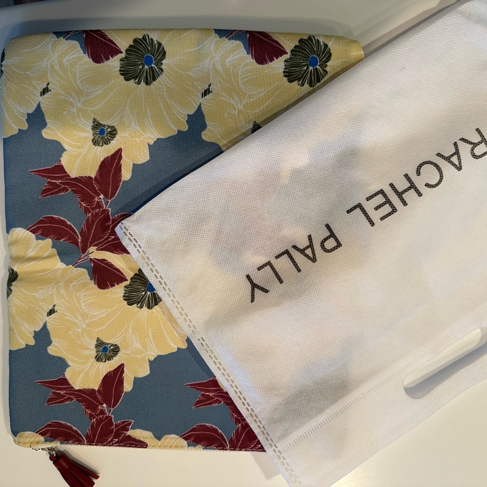 Rachel Pally Floral Zip Pouch in Blue, Yellow & Burgundy